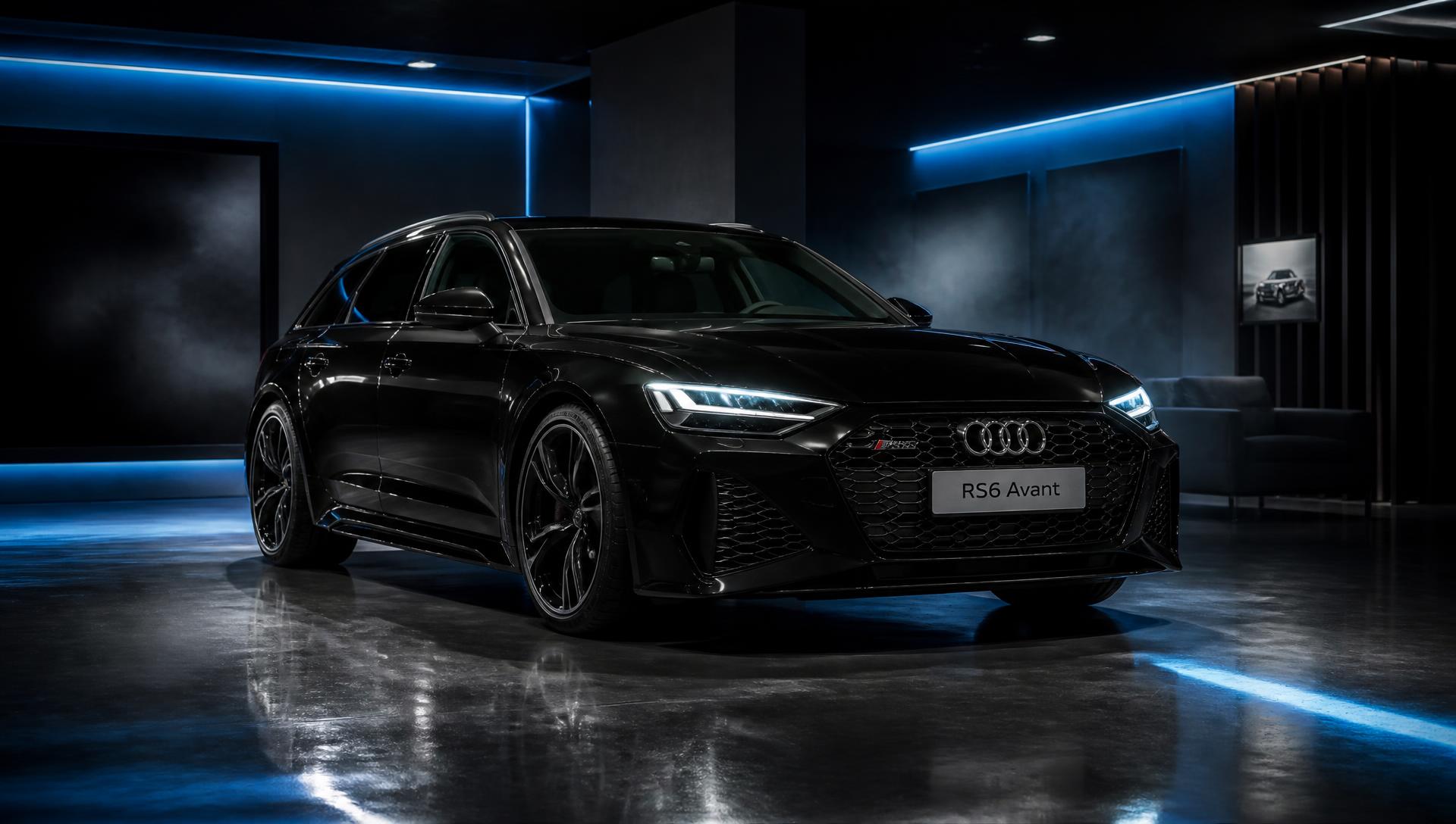 Berline sportive noire dans l'atelier Motion Customs